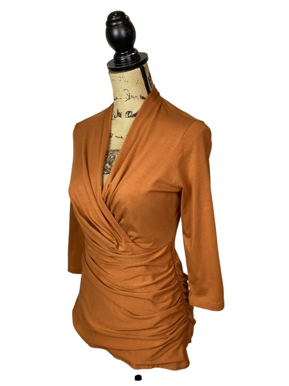 Peruvian Connection Pima Cotton Ruched Waist Top Women Medium Butterscotch - Picture 5 of 8